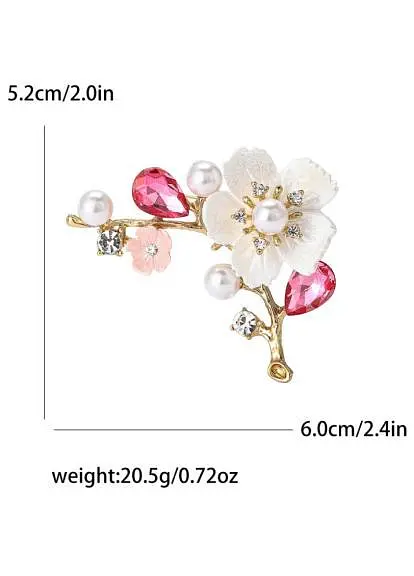 Брошь Цветок сливы красный - фото 3