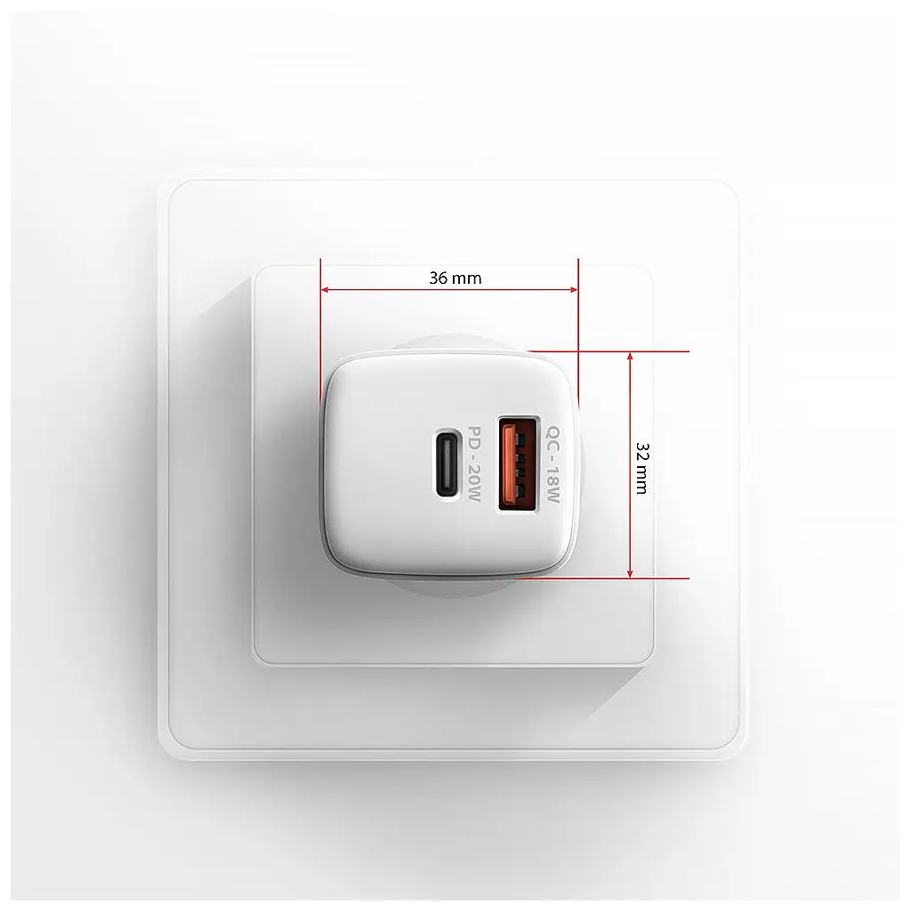 Зарядний пристрій AXAGON 1xUSB QC3.0 + 1xUSB-C PD20W white (ACU-PQ20W) - фото 10