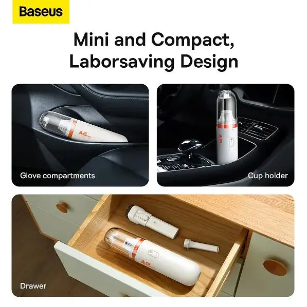 Автомобильный пылесос Baseus A2 Pro Car Vacuum Cleaner(6000pa) White - фото 14