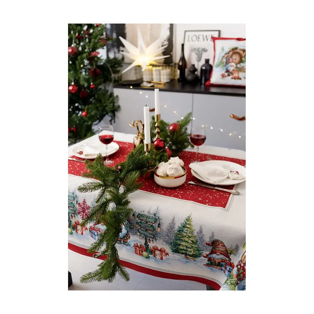 Скатертина Прованс гобеленова Різдвяне багаття 95х100 см (037396) - фото 4