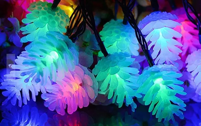 Гірлянда штора Шишки 150 led color 10 шишок 7см (мідний дріт) 3м х 1,5 м Мульти - фото 3