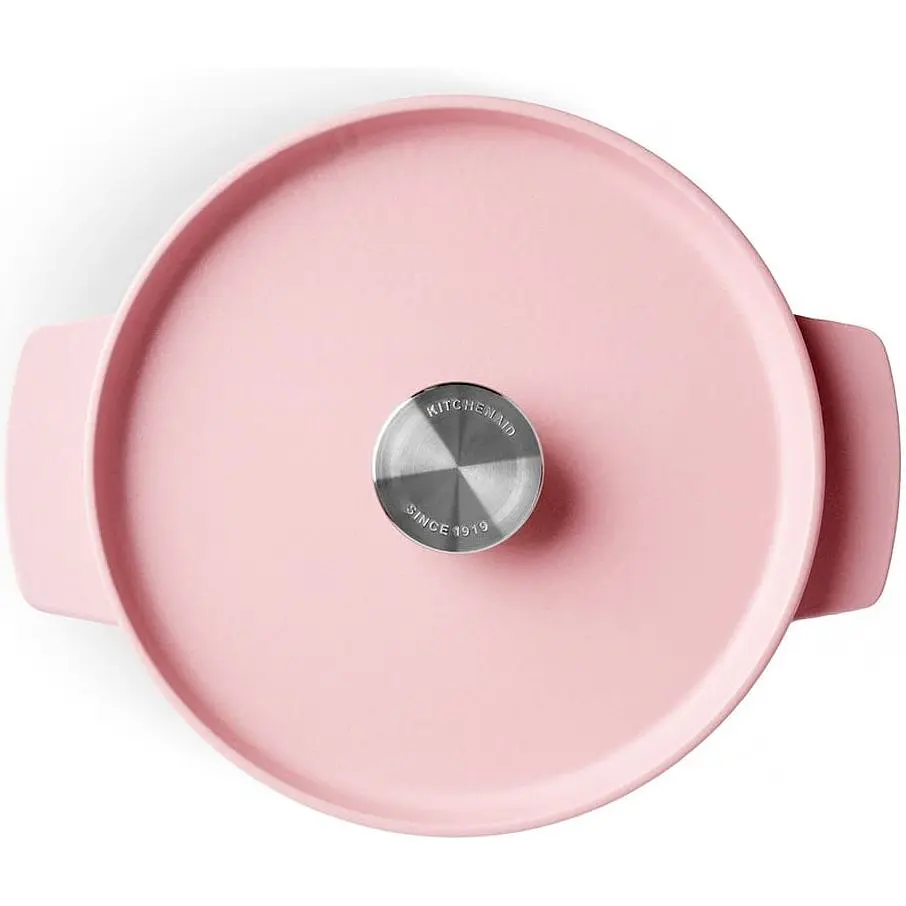 Каструля KitchenAid Cast Iron чавунна з кришкою 22 см 3.3 л суха троянда (CC007430-001) - фото 3