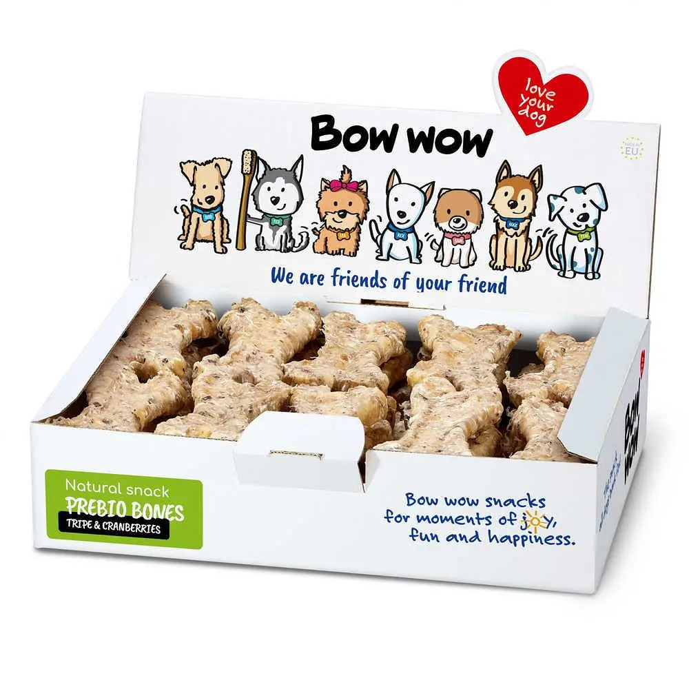 Ласощі для собак Bow wow натуральні кісточки з яловичого рубця та клюкви (30 шт/уп) box