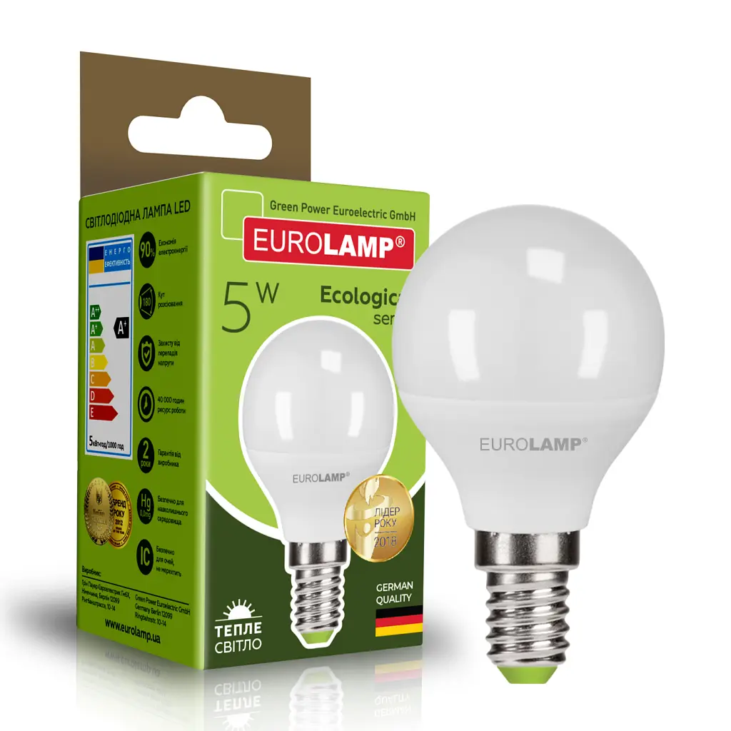 Лампочка Eurolamp LED G45 5W E14 3000K 220V (LED-G45-05143(P)) - фото 2