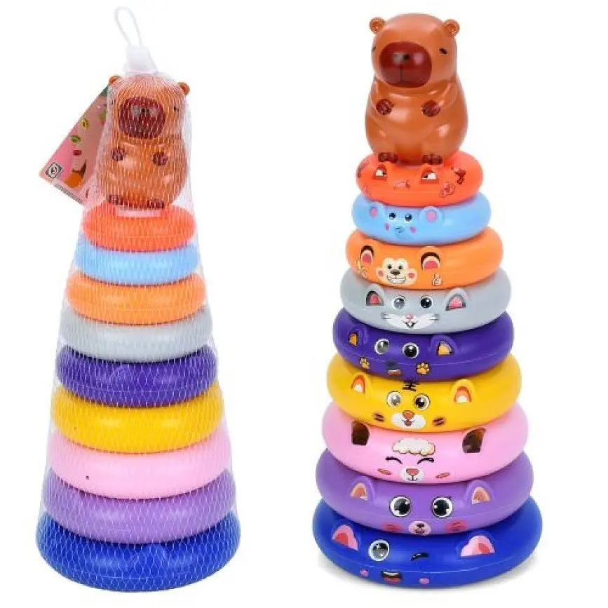 Детская развивающая игрушка Пирамидка Капибара HJ-061, 31 см, 9 колец - фото 2