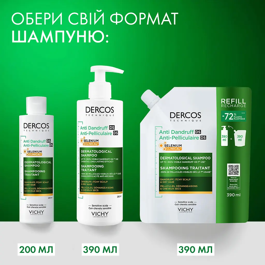 Шампунь Vichy Dercos від лупи для сухого волосся та подразненої та чутливої шкіри голови 390 мл  - фото 9