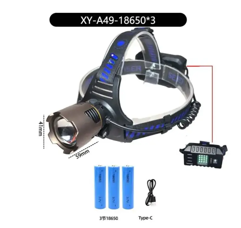 Мощный налобный фонарь Bailong A49-TG аккумуляторный LED - фото 3