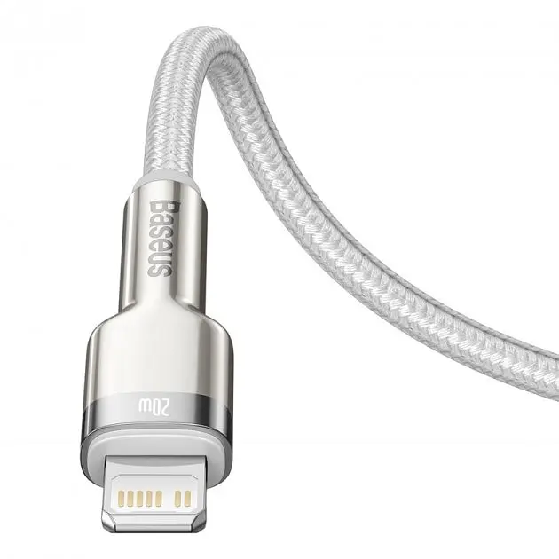 Кабель Baseus Cafule Metal USB-C to Lightning PD 20W 2m White (CATLJK-B02) [71406] - фото 6