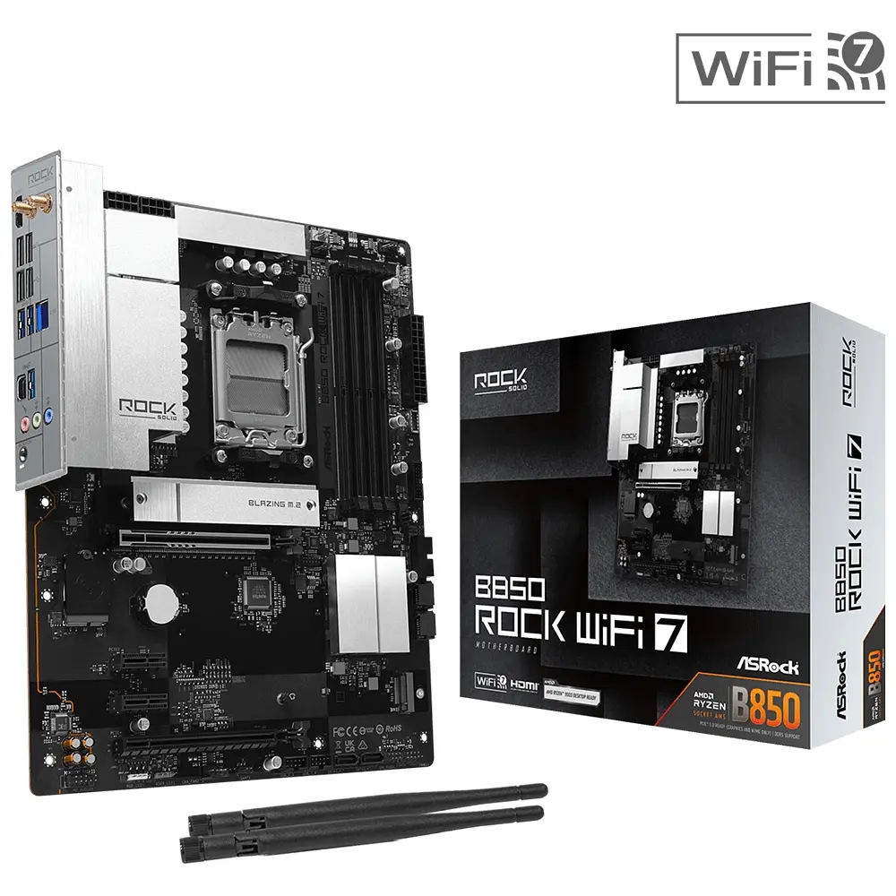 ASRock B850 ROCK WIFI 7 (AM5/B850, 4*DDR5, 2xPCIex16, HDMI, 4xSATAIII,2xM.2, 2.5GLan, ATX) - фото 4