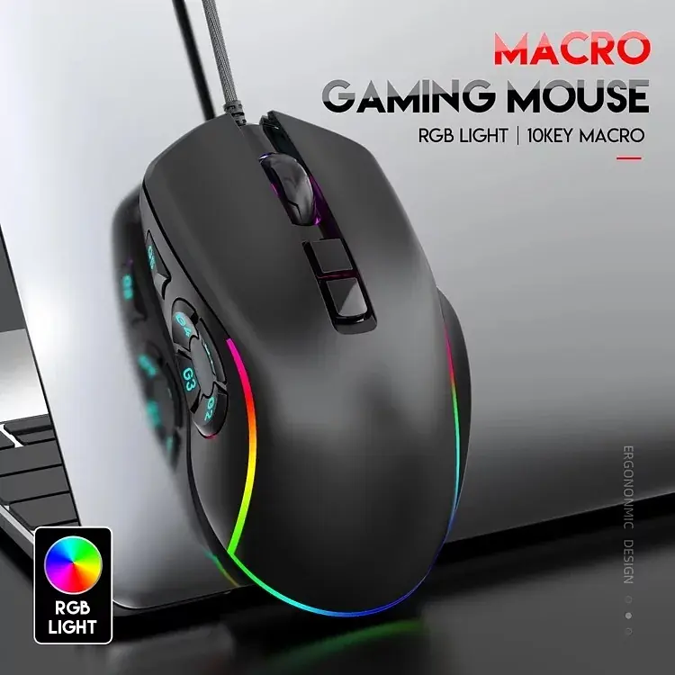 Ігрова провідна миша X9 з RGB підсвічуванням (Чорний) - фото 2