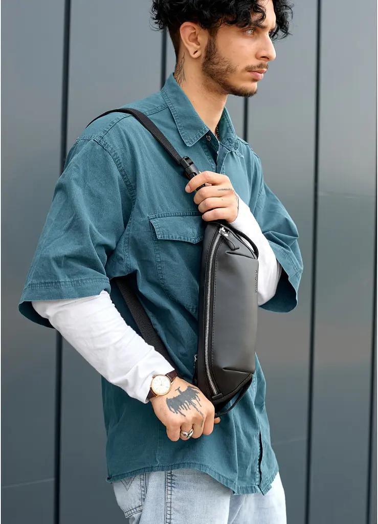 Чоловіча сумка через плече бананка Sambag Holster MSH чорна 36 × 14 × 4 см (87113001m) - фото 6