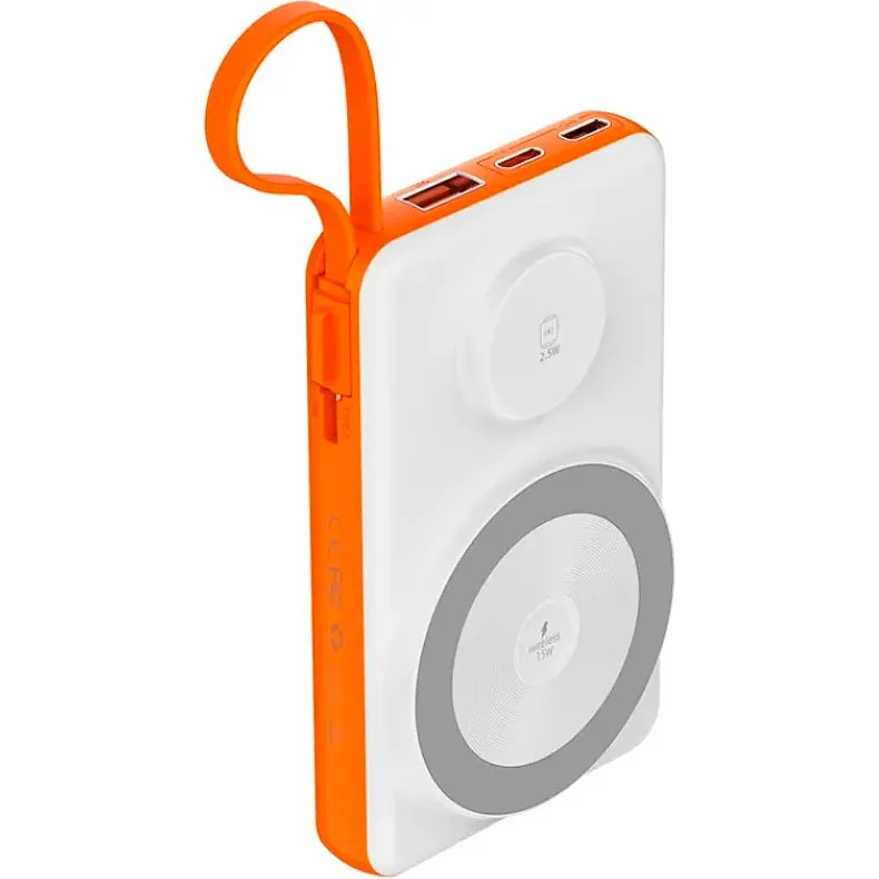 Зовнішній акумулятор Wiwu Core 2 in 1 Wi-P007 10000mAh 22.5w White/Orange [104323] - фото 3