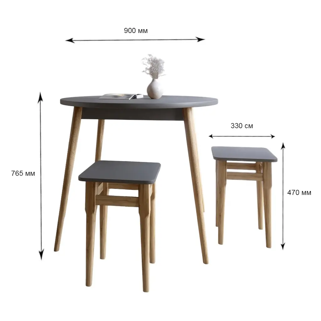 Обеденный комплект для кухни Майами-1 кромка ПВХ 0,45 мм стол и 4 табурета Дуб Аппалачи (LION-041231) - фото 2