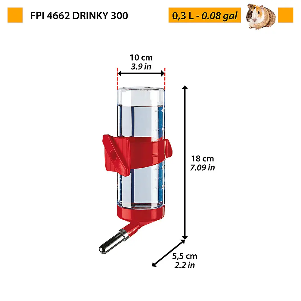 Поїлка для гризунів Ferplast FPI 4662 Drinky 300 10x5,5x18 см 300 мл 84662799 - фото 2