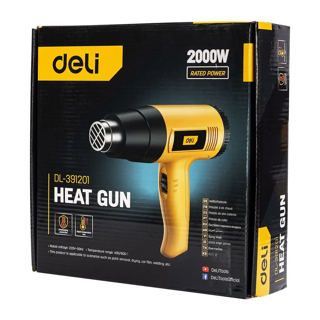 Фен будівельний електричний 2000 (Вт) Deli EDL391201 - фото 8