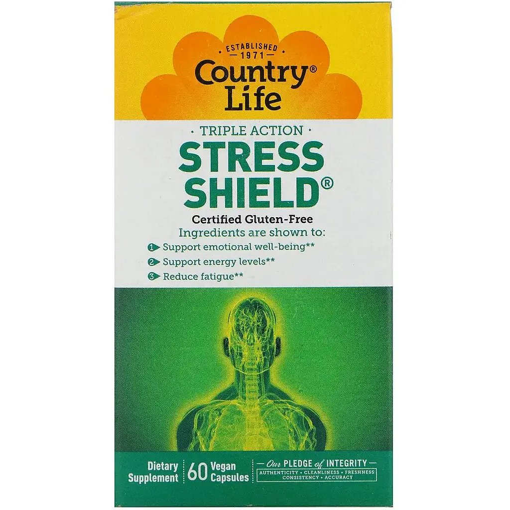 Антистресовий енергетичний комплекс Country Life Stress Shield 60 капсул - фото 2