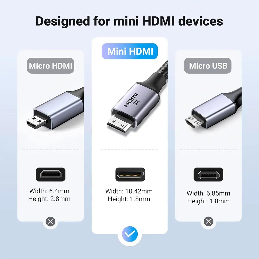 Кабель мультимедійний HDMI M to HDMI mini M 2.0m 8K HD163 black Ugreen (15515) - фото 6