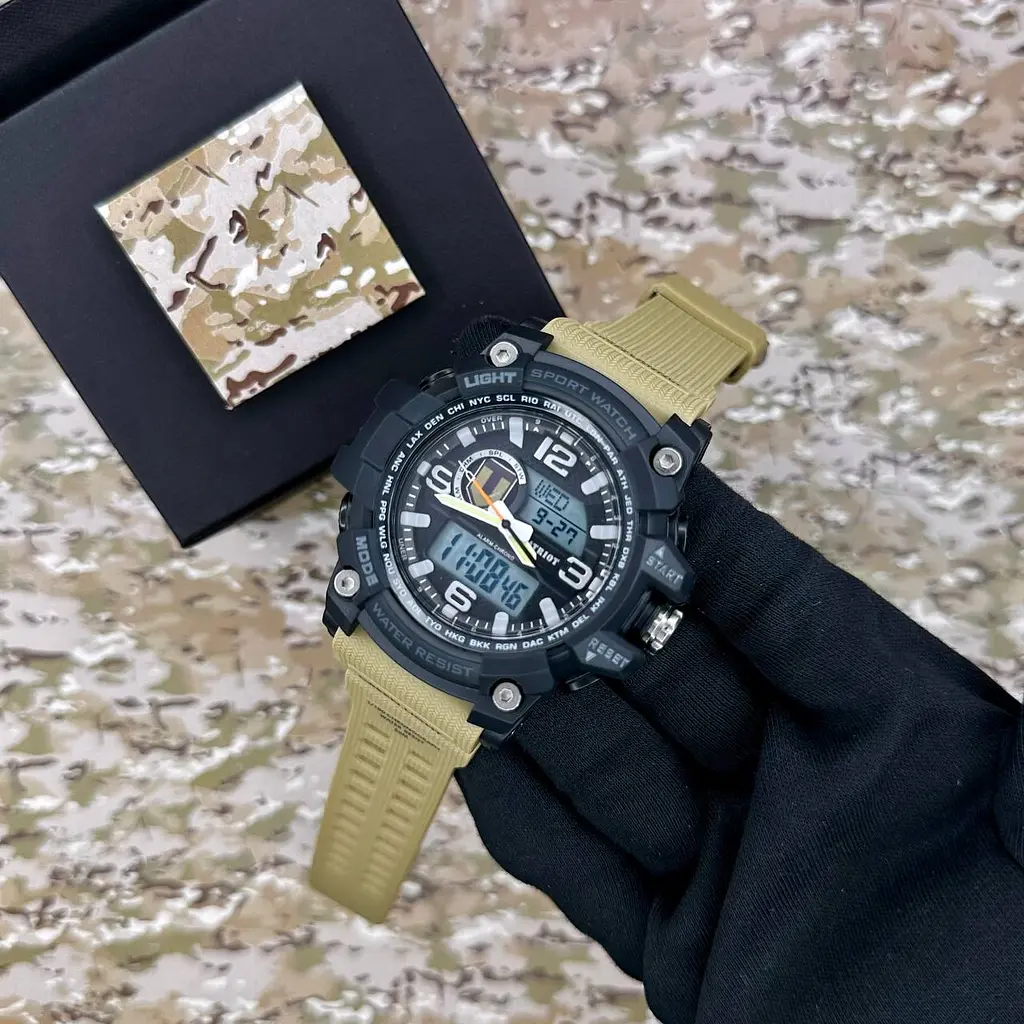 Чоловічий наручний годинник 012BKKHTRO ТРО Чорні з хакі + Коробка. Patriot acs0031010 - фото 4
