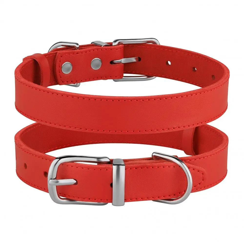 Ошейник для собак BronzeDog Barksi Classic кожаный XS 23-30х1.2 см красный - фото 3