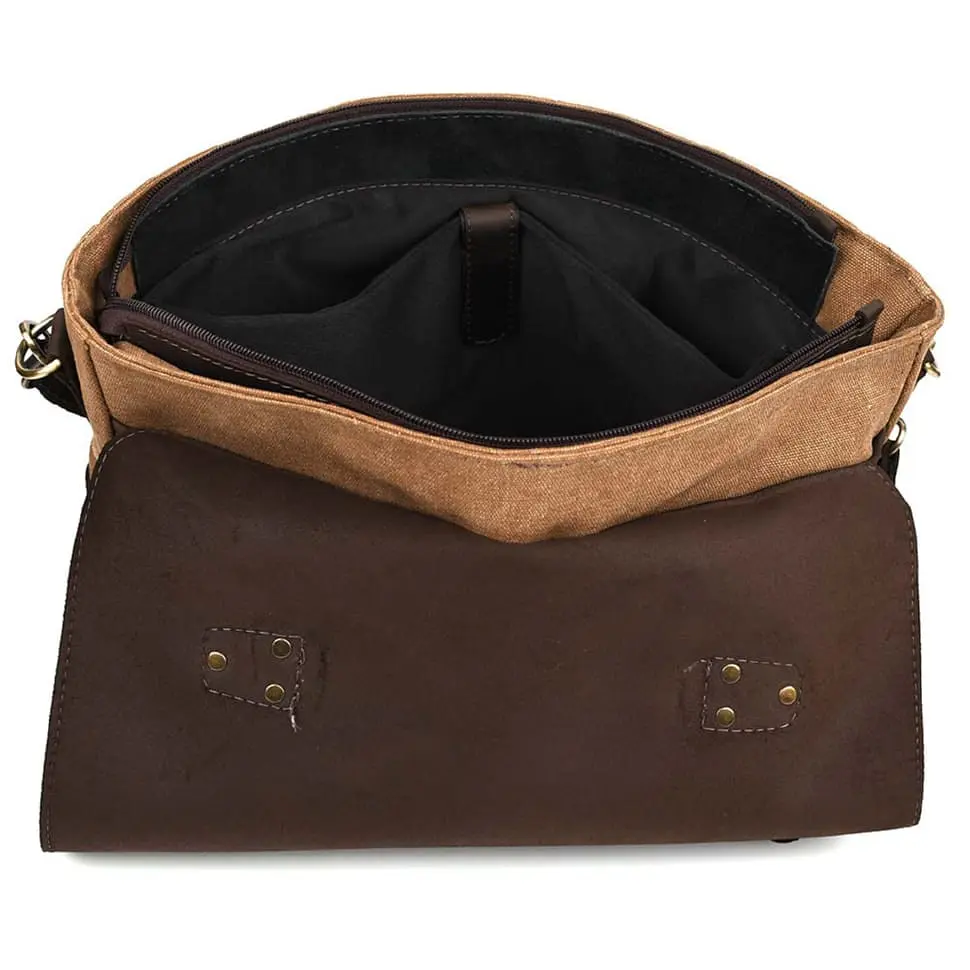 Чоловіча сумка портфель з канвасу та шкіри TARWA 36х27х10 см sum0028401 - фото 8