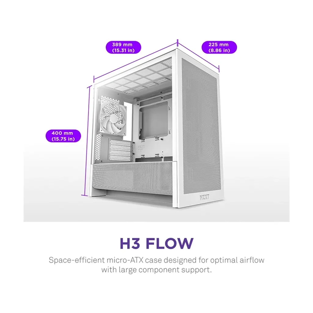 Корпус для ПК NZXT H3 Flow All White (CC-H31FW-01) - фото 2