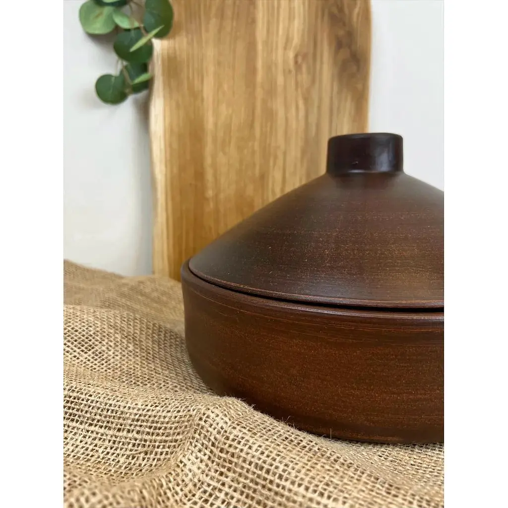 Сковорода 3 літри керамічна (глиняна) з кришкою гладка - фото 6