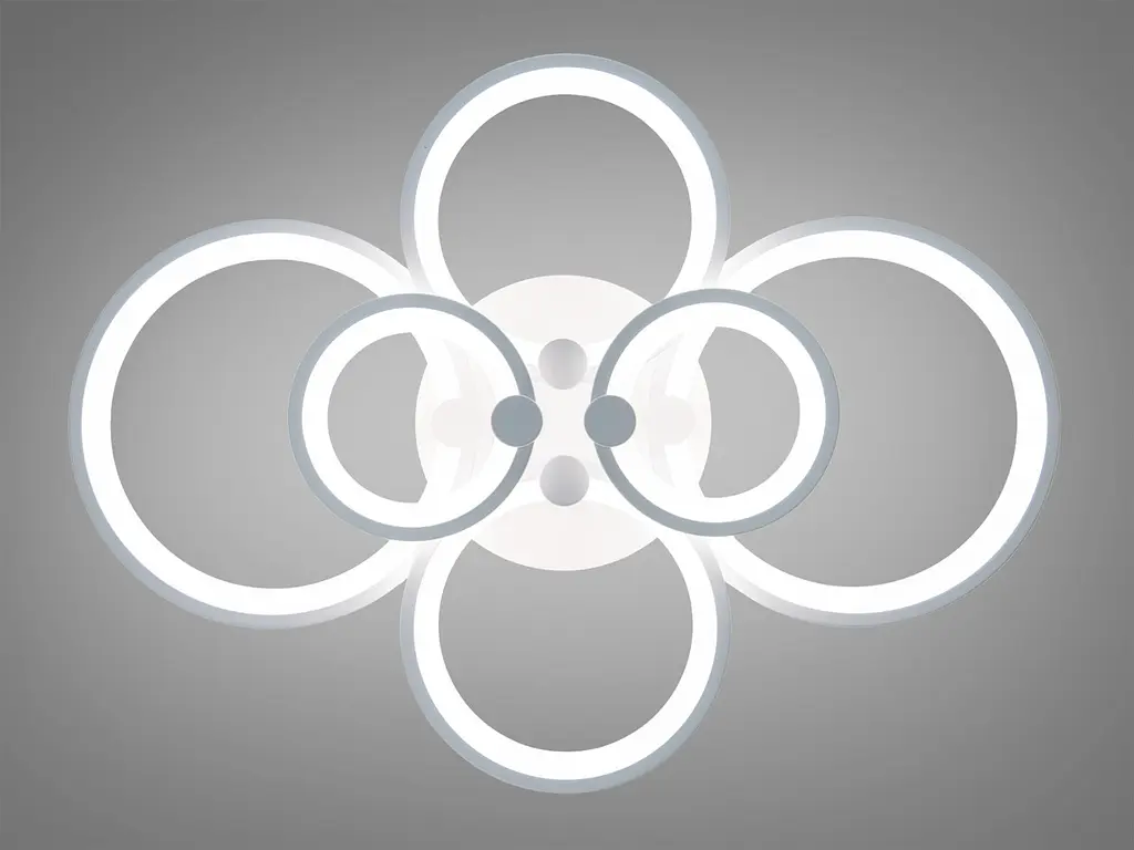 Стельова LED-люстра Diasha 8022/6WH 110W, 6 кілець, 3 кольори світла, Ø58x80 см, диммер, пульт - фото 3
