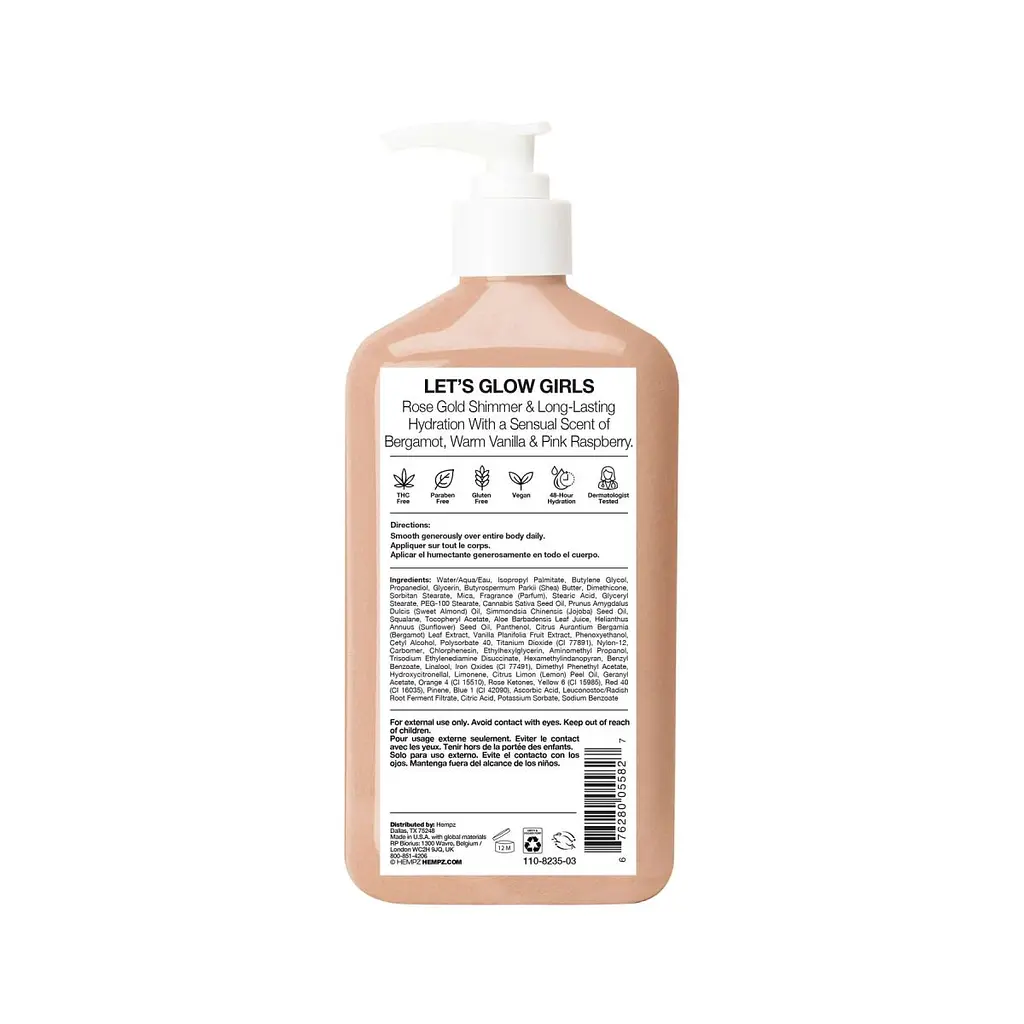 Молочко для тіла з шиммером "Бергамот та Тепла Ваніль" Glow Getter Shimmer Herbal Body Moisturizer Bergamot & Warm Vanilla Hempz 500 мл (8104-03) - фото 2
