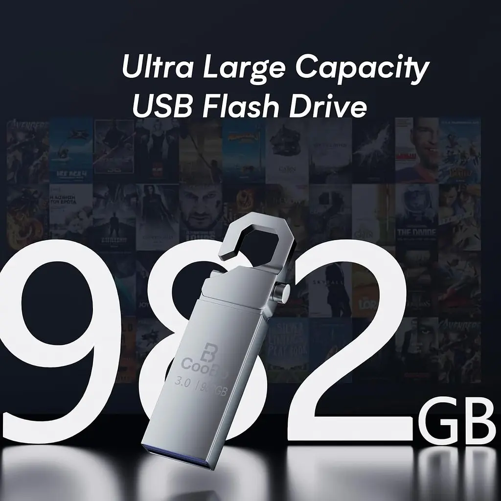 Флеш-накопичувач CooBo USB 3.0 982 ГБ водонепроникний, металевий, високошвидкісна передача даних - фото 2