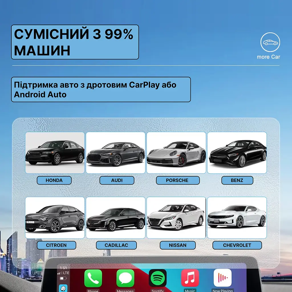 Бездротовий USB Адаптер XUDA 2в1 для автомобіля Apple CarPlay і Android Auto, WiFi 5G, Bluetooth 5.0 (блакитний) - фото 4