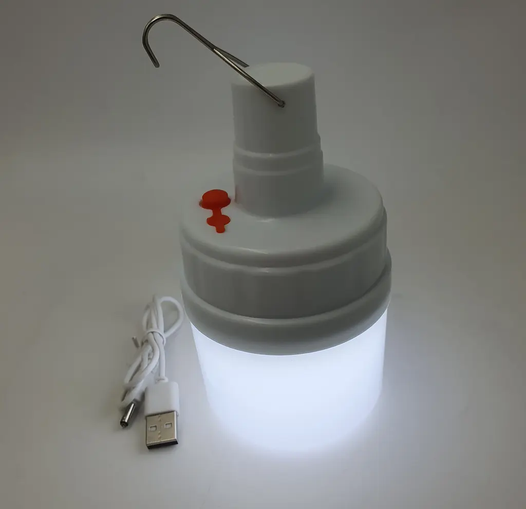 Акумуляторна кемпінгова LED лампа 12W світильник з гачком USB зарядка ліхтар світильник 14х8см 2 режими яскравості 2000mAh UKC V50 - фото 3