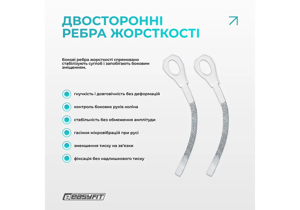 Бандаж (наколінник) ортопедичний для колінного суглоба EasyFit з ребрами жорсткості та силіконовою вставкою (сірий), розмір S (EF-0079-S) - фото 3