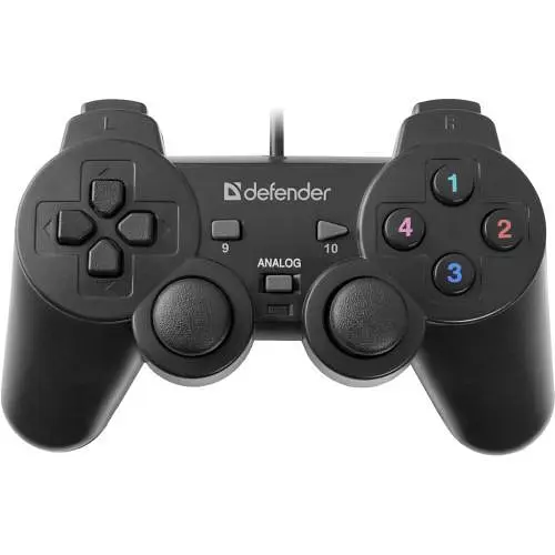 Геймпад Defender Omega, чорний, USB, для ПК, вібрація, 12 кнопок, 2 аналогових стику, D-Pad (64247)