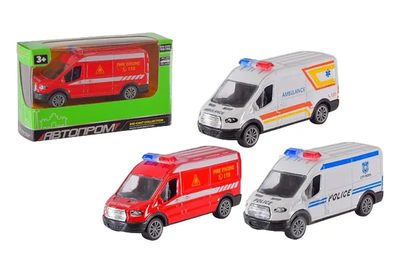 Іграшковий мікроавтобус металевий Автопром AP7424, 3 види, коробка 13х4х11см