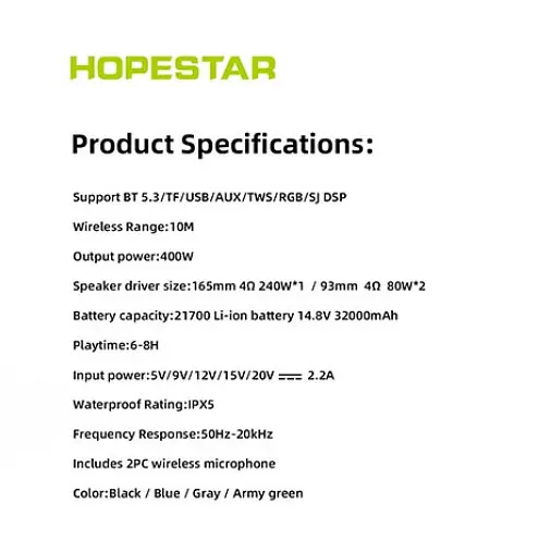 Портативна bluetooth-колонка Hopestar Party 168 сірий - фото 3
