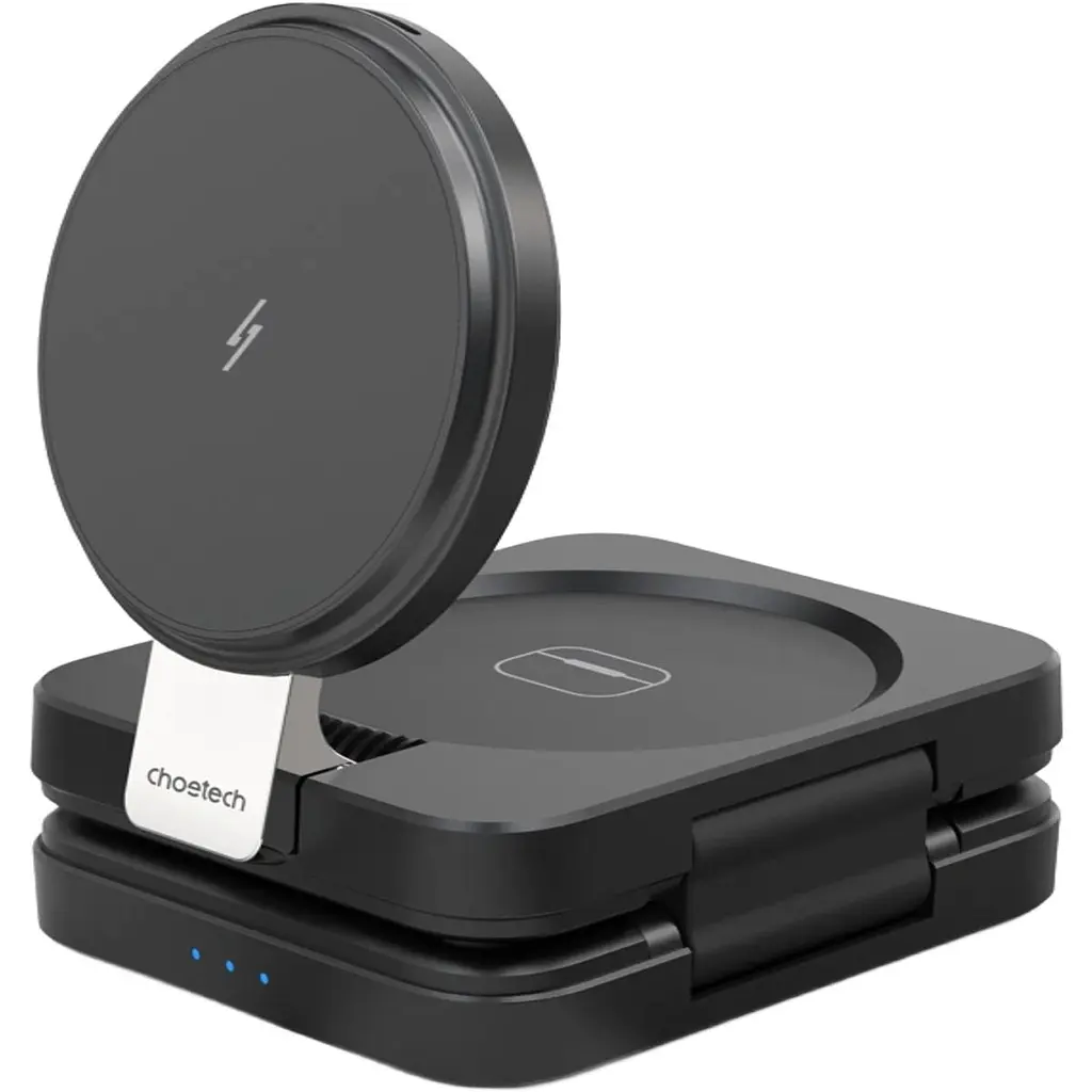 Бездротовий зарядний пристрій Choetech T636-F Qi2 3in1 Foldable Magsafe Wireless Charger Black [127160] - фото 4