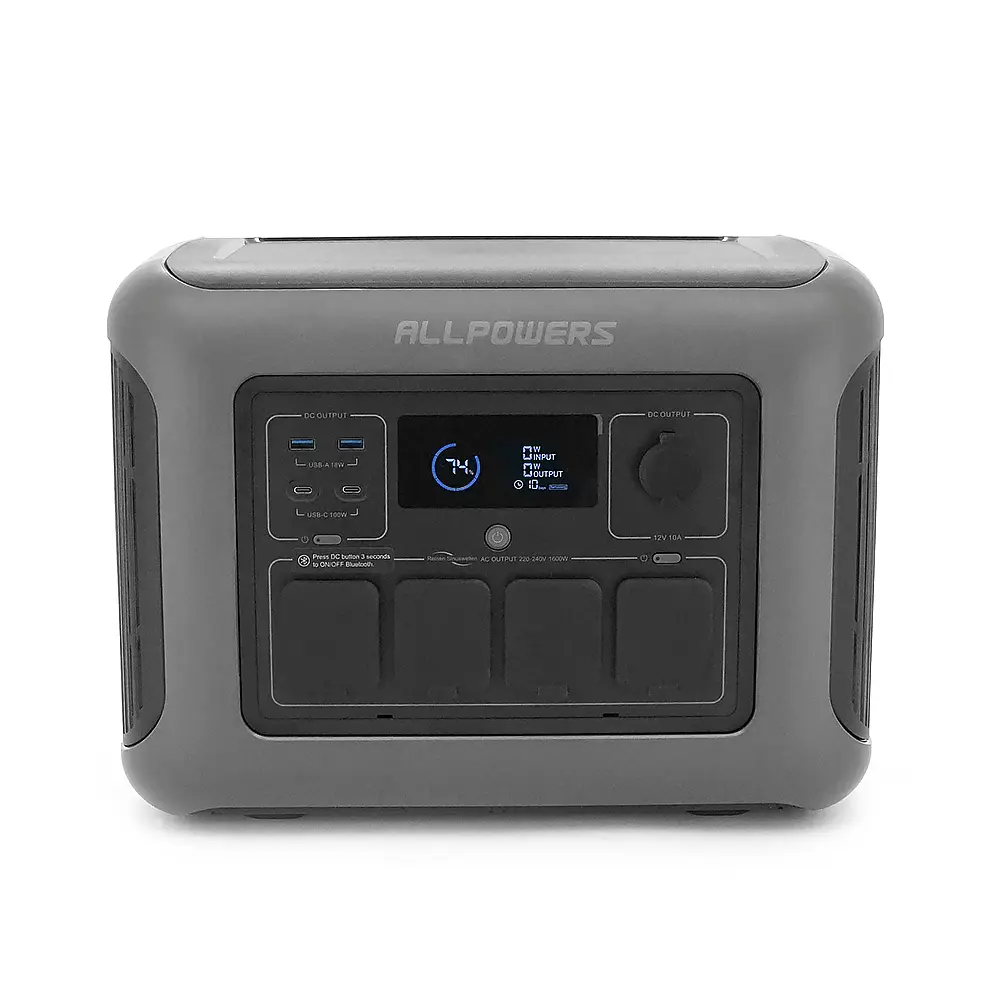 Power station ALLPOWERS R1500 LITE APP Control, Wi-Fi, Bluetooth, 1600W, 1056Wh LiFePO4 3500Cycles, MPPT 650w max, CAR port, DC12/24V, 4хAC 220V, 2xUSB-TYPE-C 100W, 2xUSB-A 18W, XT60, wireless 2*30W, Fast charge 60min, 413×312×265mm, 16,7kg - фото 4
