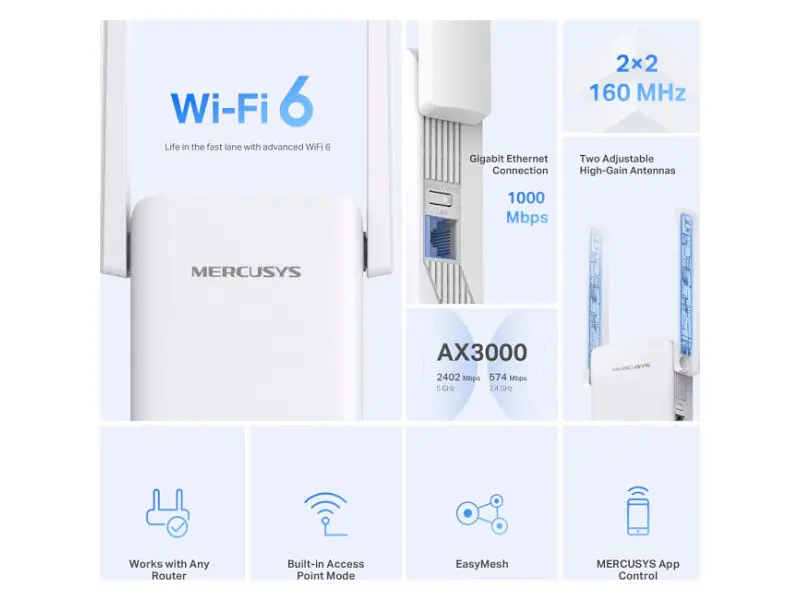 Повторювач Wi-Fi Mercusys ME80X - фото 3