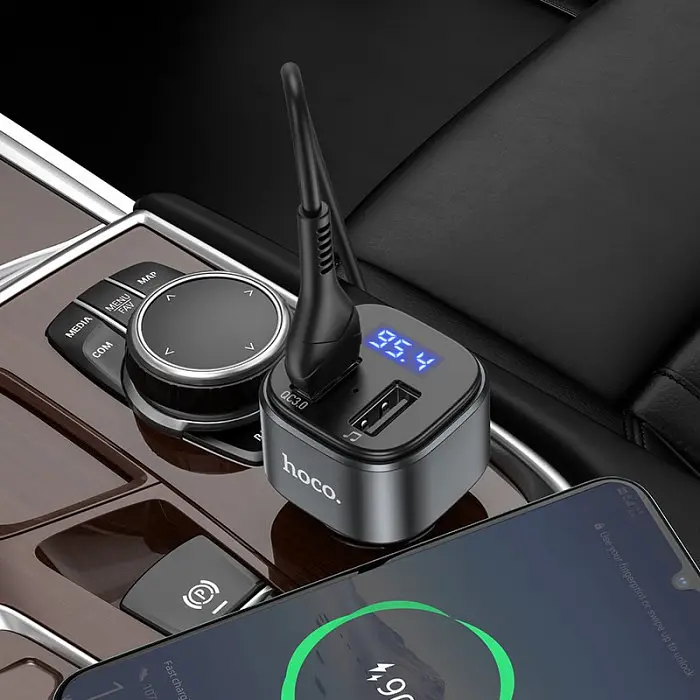 Автомобильный FM-трансмиттер модулятор Bluetooth MP3 HOCO E67 Fighter QC3.0 - фото 4