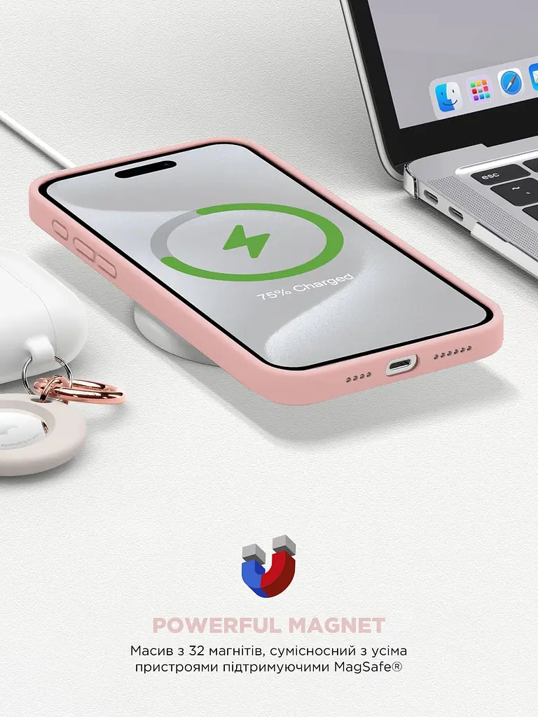 Силиконовый чехол с MagSafe для Apple iPhone 15 Pro Max, ICON2 MagCase, розовый, противоударный, панель с мягкой подкладкой, защита всего корпуса, поддержка беспроводной зарядки, совместим с защитными стеклами и пленками, ArmorStandart (ARM72752) - фото 9