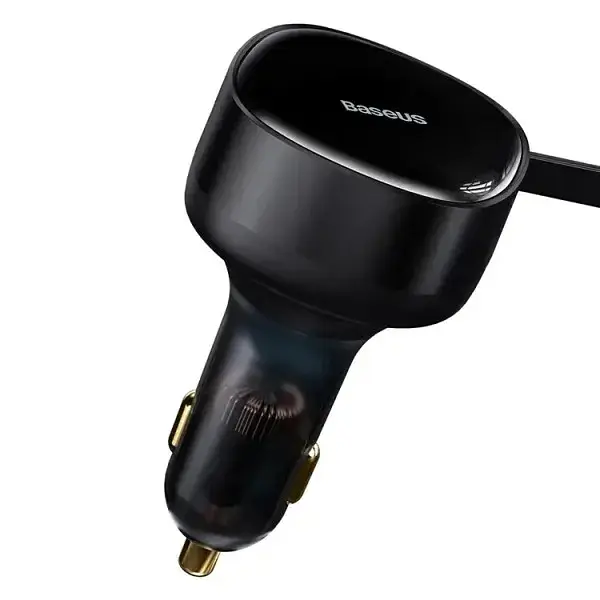Автомобільний зарядний пристрій Baseus Enjoyment Retractable 2-in-1 Car Charger Type-C+Type-C 33W C00035500111-00 Black - фото 3