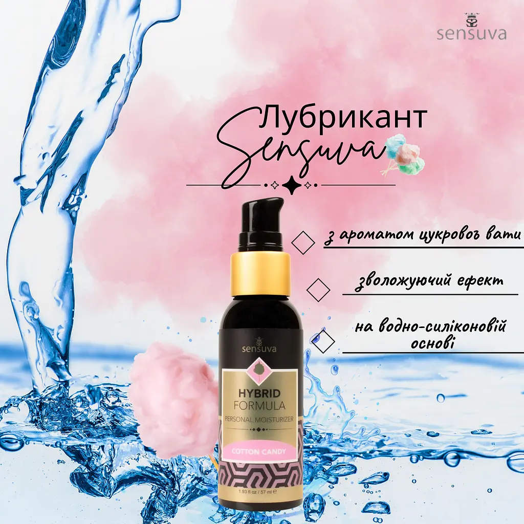 Змазка Sensuva Hybrid Cotton Candy водно-силіконова 57 мл (ROZ6501053483) - фото 3