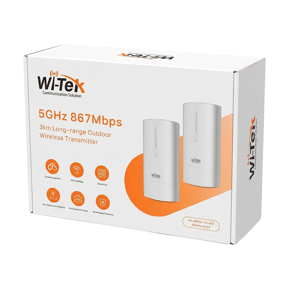Комплект бездротового моста WiFi Wi-Tek WI-CPE511H-KIT V2 5GHz, 867Mbps, 3km, 2x100Mbps, Cloud (73-00257) - фото 8