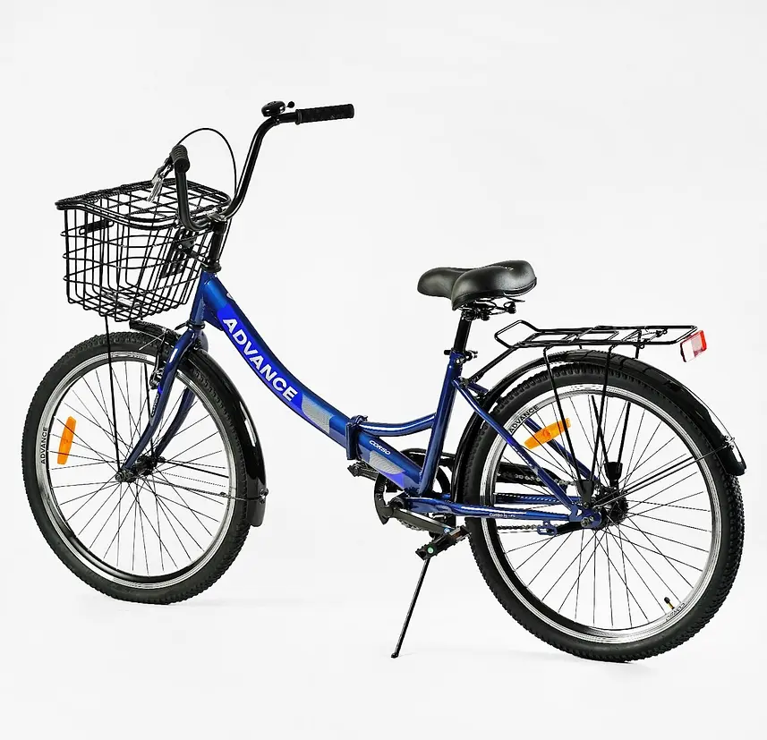 Велосипед складний 24``AD-24003 Advance Corso односкоростной, складная стальная рама 14``, корзина, багажник (6800065240038) - фото 4