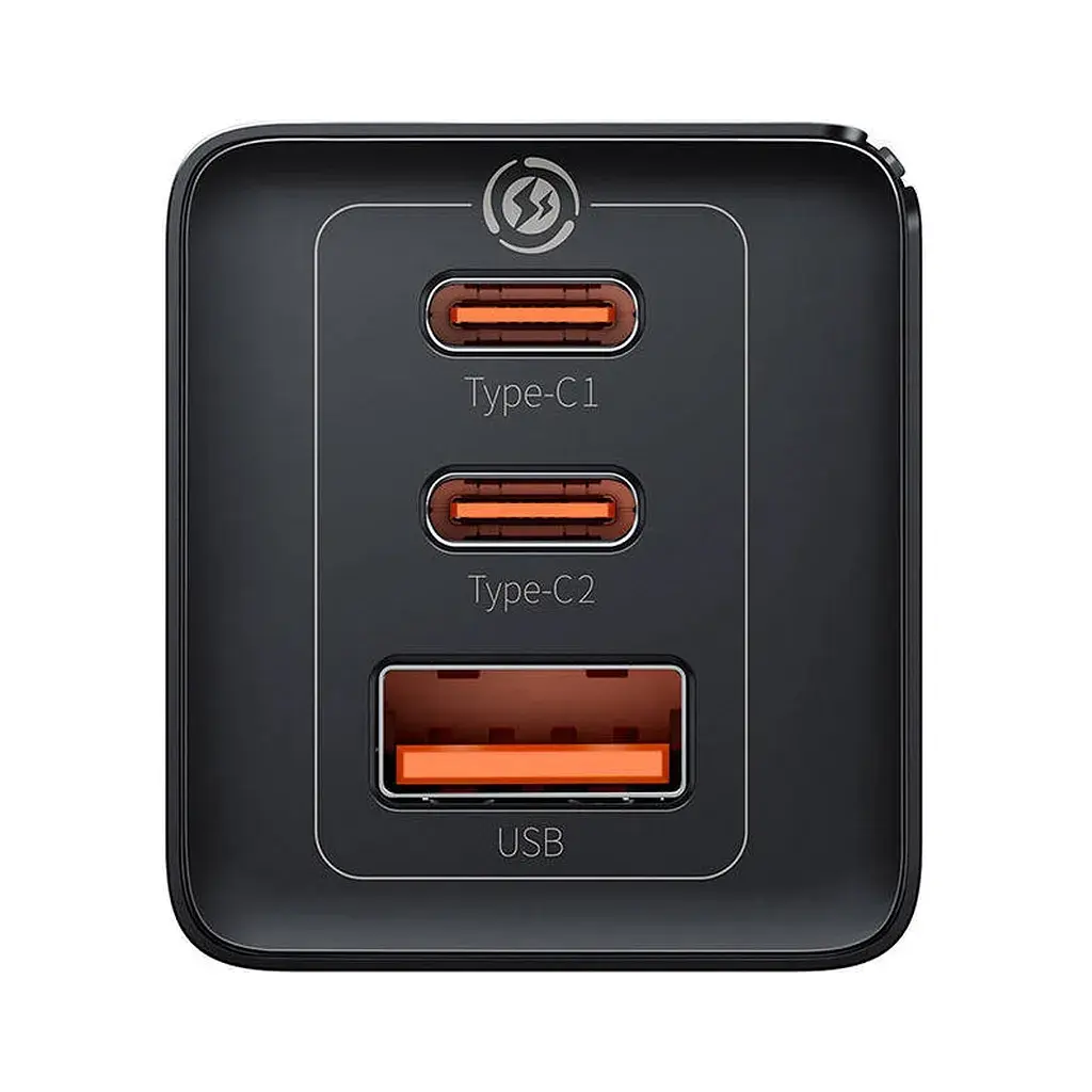Зарядний пристрій Baseus 2xUSB-C 65W + 1xUSB GaN + cable USB-C to USB-C 100W 1.0m black (CCGP120201) - фото 5