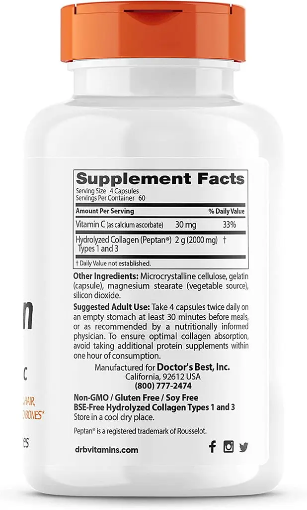 Препарат для суглобів і зв'язок Doctor's Best Collagen Types 1&3 500 mg, 240 капсул - фото 2