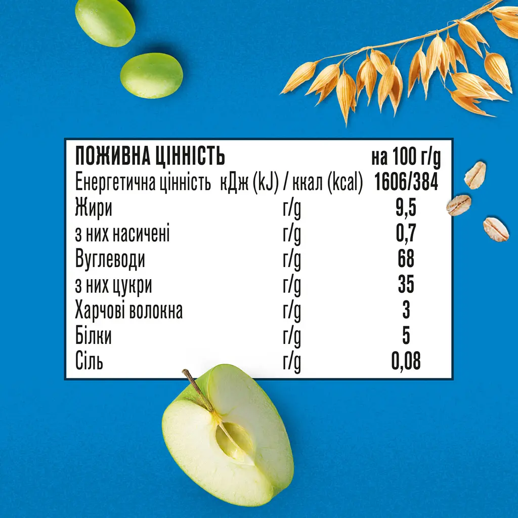 Фруктово-злаковый батончик Gerber Яблоко и виноград 50 г (2 шт. х 25 г) - фото 4
