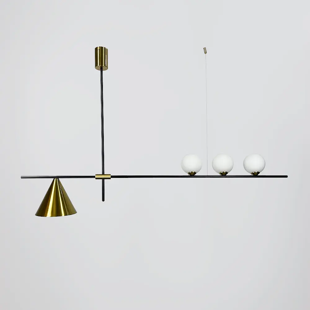 Удлиненная люстра в черном корпусе с латунными деталями Ст. MJ 87/4 BK+AB | Line F - фото 6