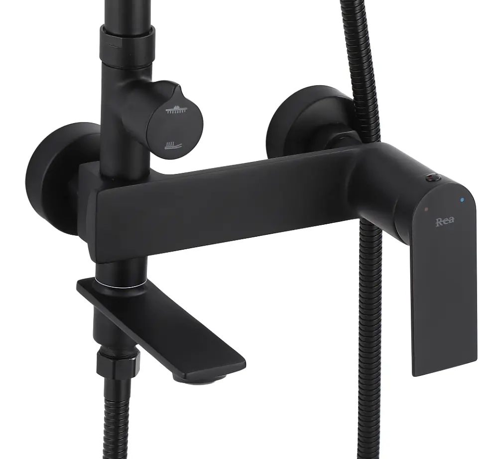 Душова система Rea Storm black з виливом REA-P9533, Чорний матовий - фото 2