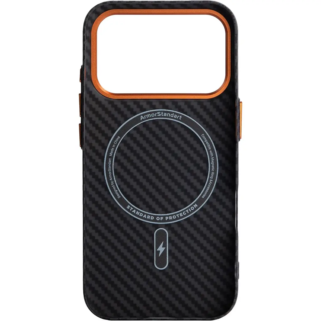 Чохол ArmorStandart LikeCarbon2 SE MagCase для Apple iPhone 17 Pro Black Orange (ARM89161) [156300] - фото 2